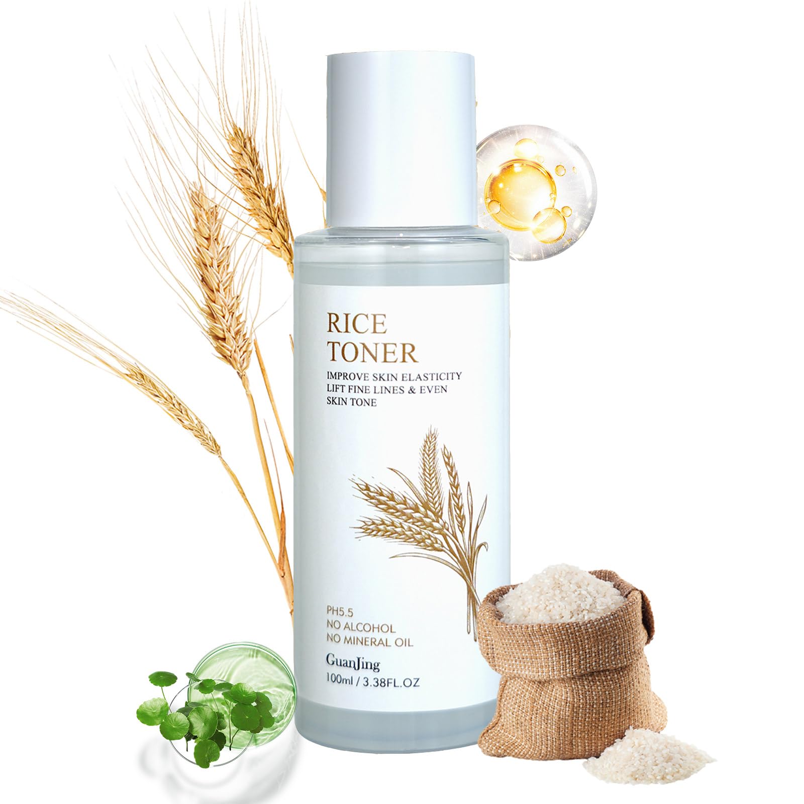 Glow Rice Water Serum Toner - Hydrating Milky Rice Toner with Hyaluronic Acid & Rice Water for Moisturizing, Anti-Aging, Plumping & Firming - Korean Skin Care Facial Toner (100ml) - Perfect for Daily Hydration & Nighttime Skincare Routine