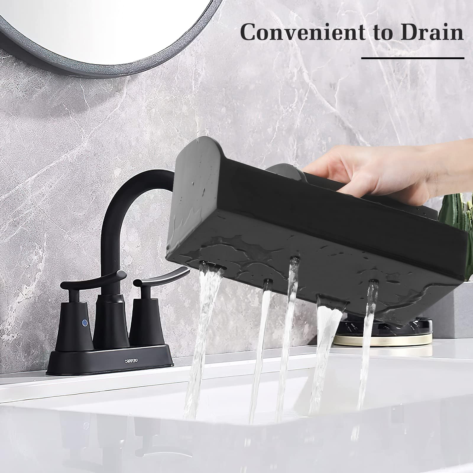 Luxspire 5-Slot Toothbrush Holder & Bathroom Counter Organizer - Marble Bathroom Storage for Toothbrush, Toothpaste & Essentials - Matte Black - Perfect for Vanity, Sink & Countertop Organization