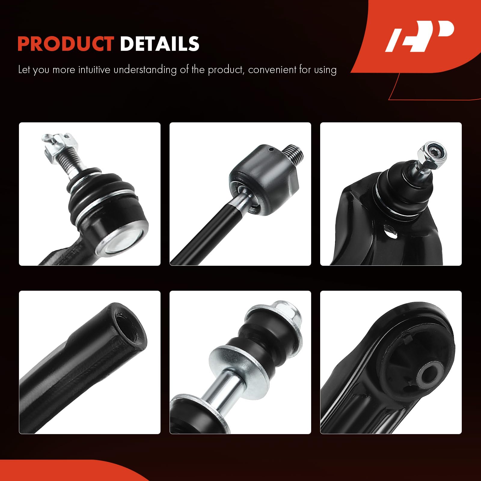Premium 8-Piece Suspension Kit - Front Lower Control Arm, Sway Bar Link, Inner & Outer Tie Rod Ends for 2004-2005 Toyota Echo (Sedan & Hatchback) - Improve Handling & Ride Comfort for City Driving & Daily Commutes