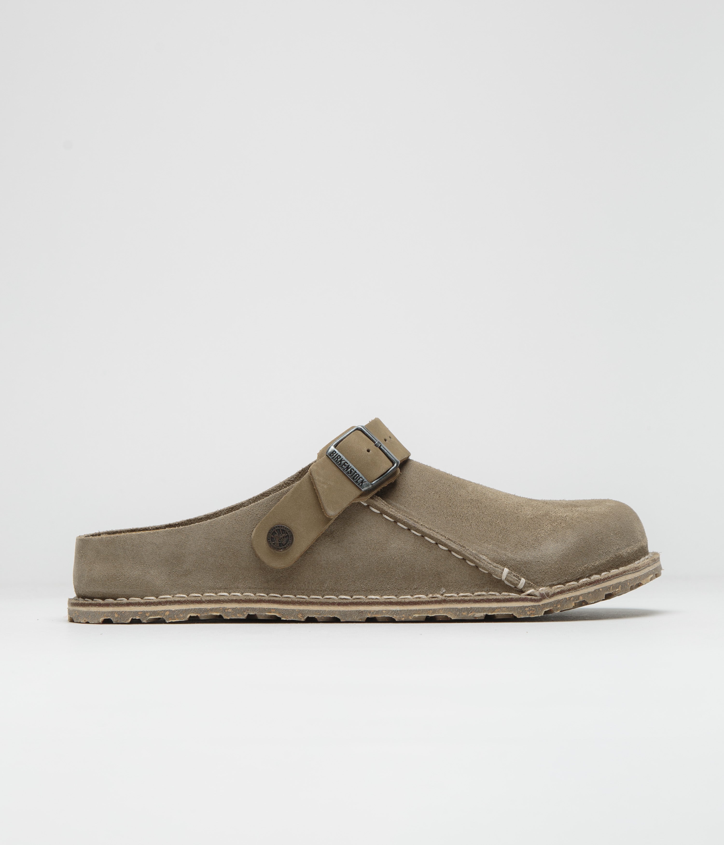 Birkenstock Lutry Premium Suede Sandals for Women - Comfortable Grey Taupe Leather Slides - Perfect for Summer, Beach, and Casual Wear