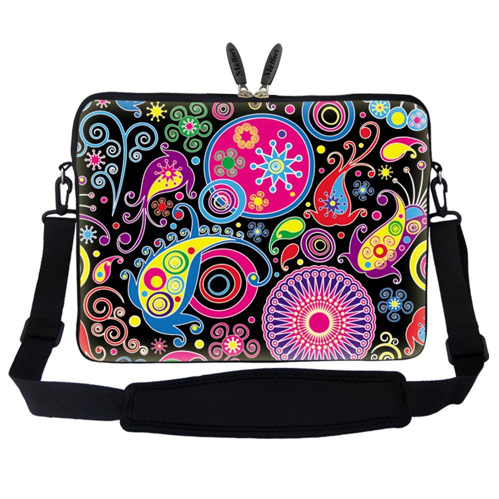 Meffort 17-17.3 Inch Neoprene Laptop Sleeve Case with Hidden Handle & Adjustable Strap - Artistic Design for MacBook Pro/Air, Dell, HP - Perfect for Travel, Office & School