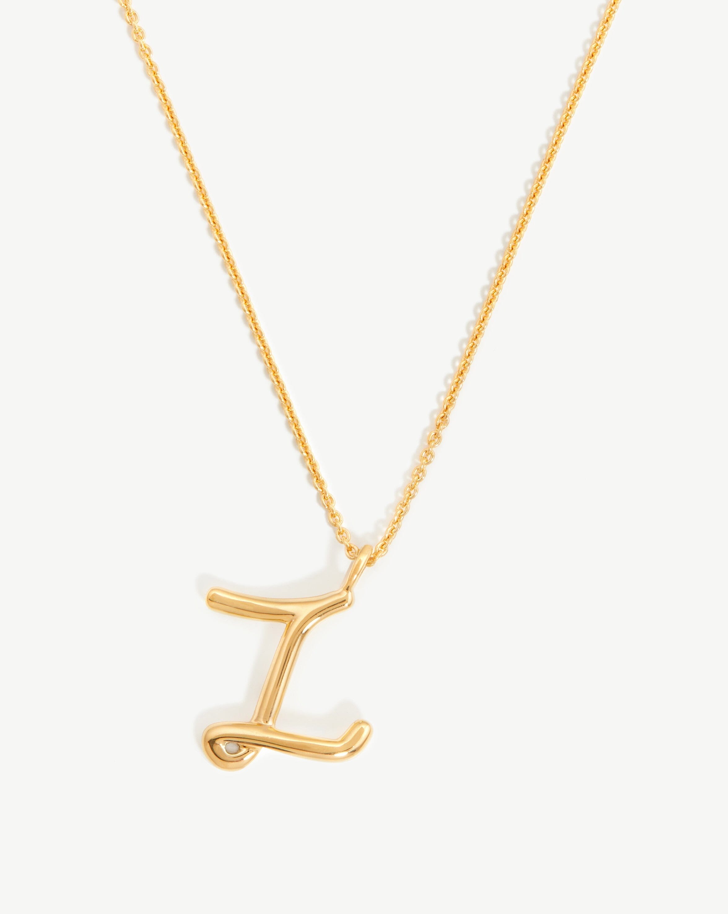 Personalized Curly Molten Initial Pendant Necklace - 18k Gold Vermeil Monogram Jewelry for Women | Perfect Gift for Birthday, Anniversary & Valentine's Day