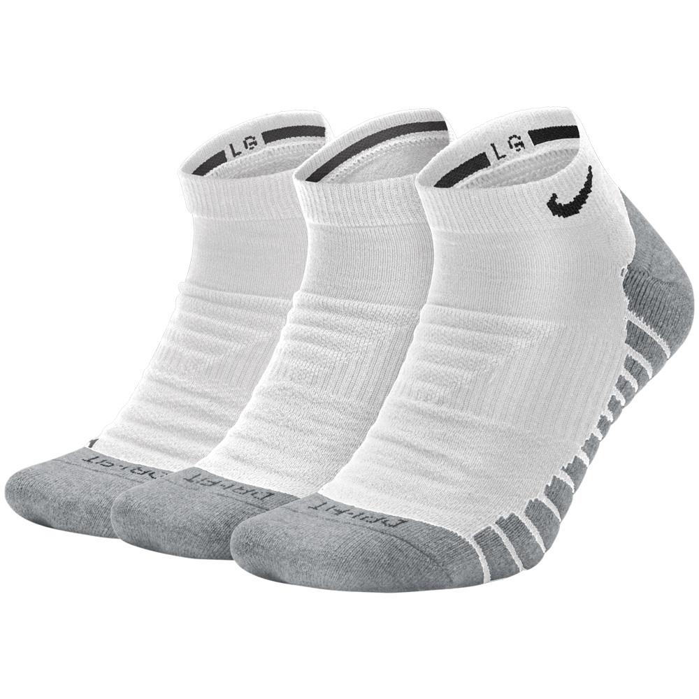 Nike Everyday Max Cushion No Show Socks 3-Pack - White/Wolf Grey - Comfortable Athletic Socks for Running, Gym & Daily Wear