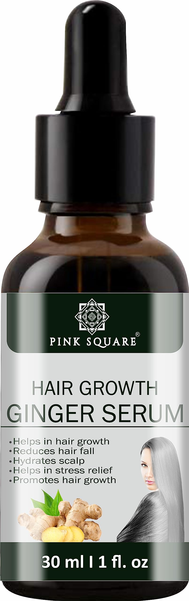 Pink Ginger Hair Growth Serum - Reduces Hair Loss & Dandruff, Nourishes Scalp & Strengthens Hair - 30ml (1 Pack) | For Thinning Hair, Dry Scalp & Healthy Hair Growth
