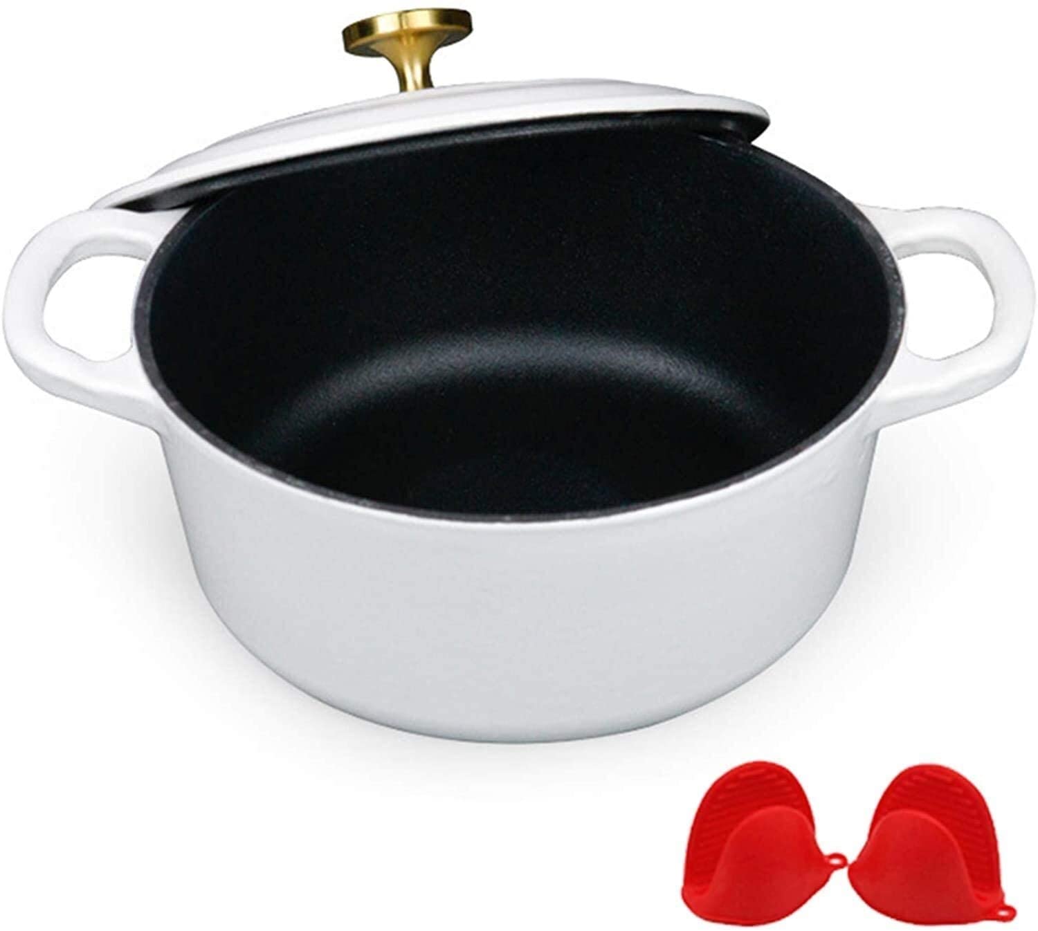 Enameled Cast Iron Dutch Oven with Lid - 5.5QT Non-Stick Slow Cooker & Self-Basting Cookware for Braising, Stewing, Baking - Perfect for Soups, Casseroles, Bread & Oven-to-Table Serving (Red)