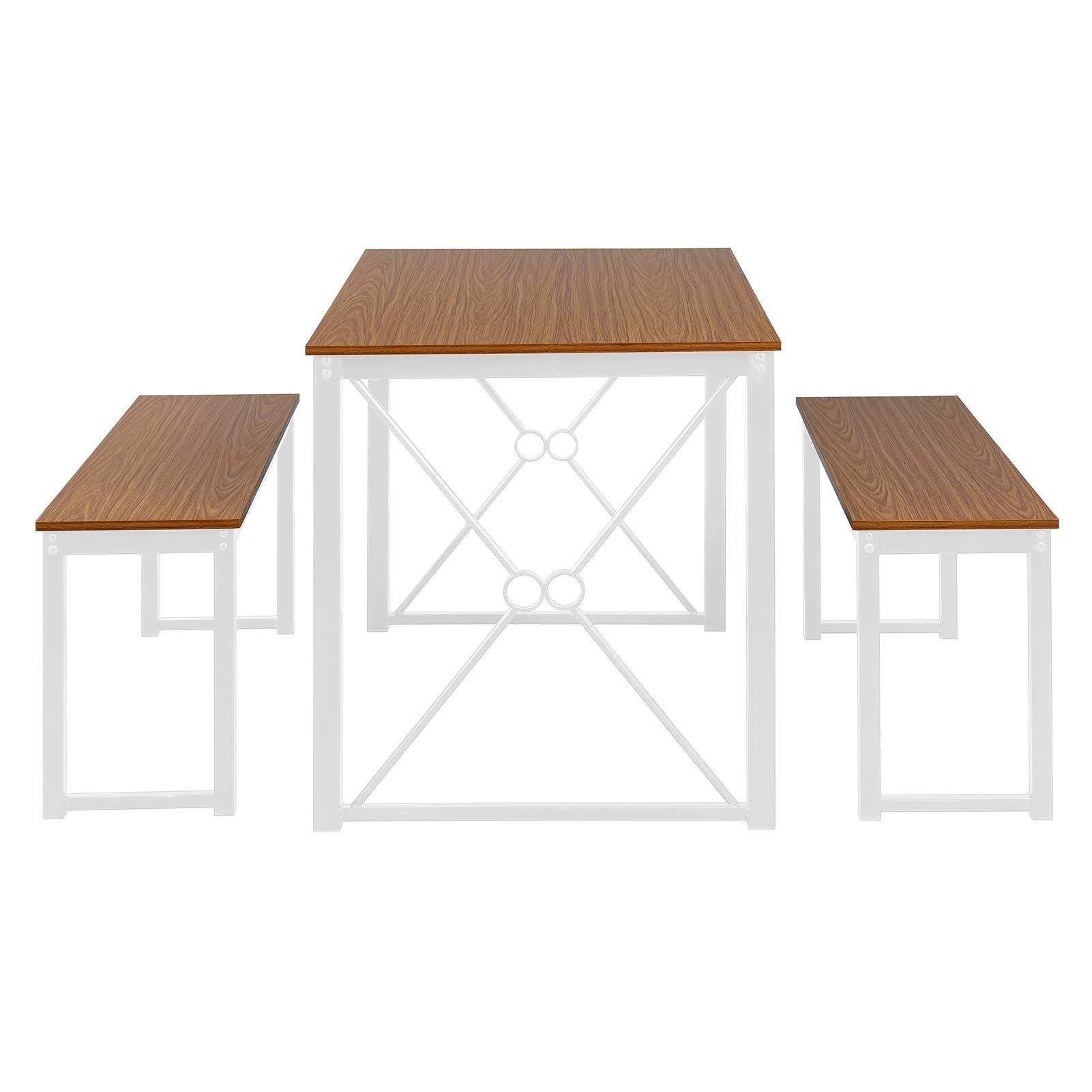 Modern 3-Piece Dining Table Set with Benches - FLSOAY Simple & Stylish Kitchen & Restaurant Furniture for Home Decor | Perfect for Small Spaces, Apartments & Cozy Dining Areas