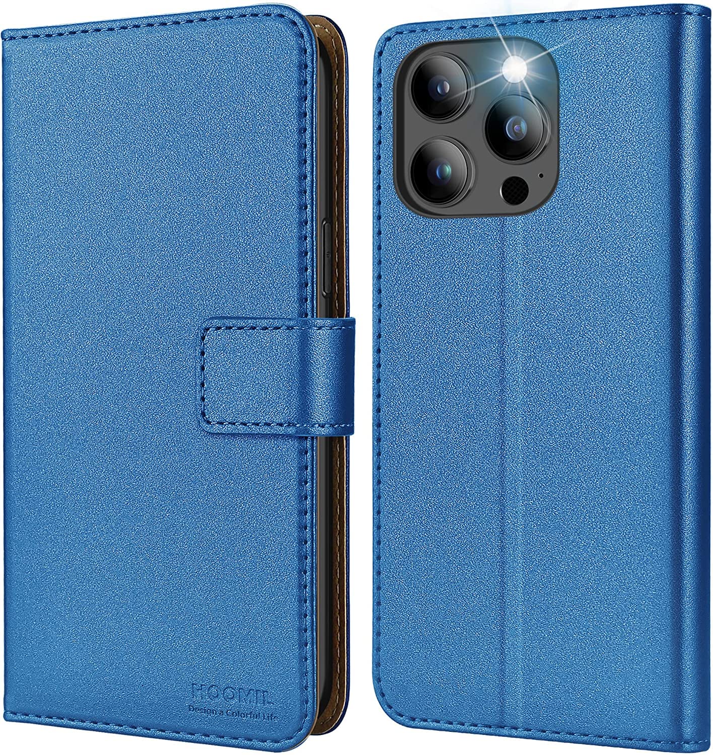 HOOMIL Premium Leather MagFlip Wallet Case for iPhone 13 Pro Max 6.7-Inch - Card Holder & Magnetic Protection - Aurora Blue - Perfect for Business, Travel & Everyday Use