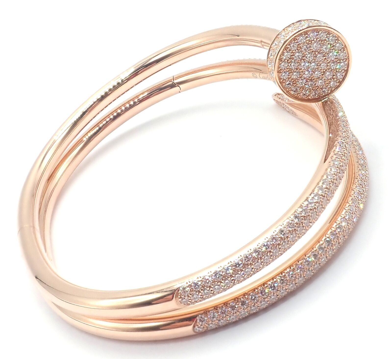 Cartier Juste un Clou 18K Rose Gold Diamond Bangle Bracelet - Size 16 - Luxury Nail Design Jewelry for Women - Perfect for Weddings, Anniversaries & Special Occasions