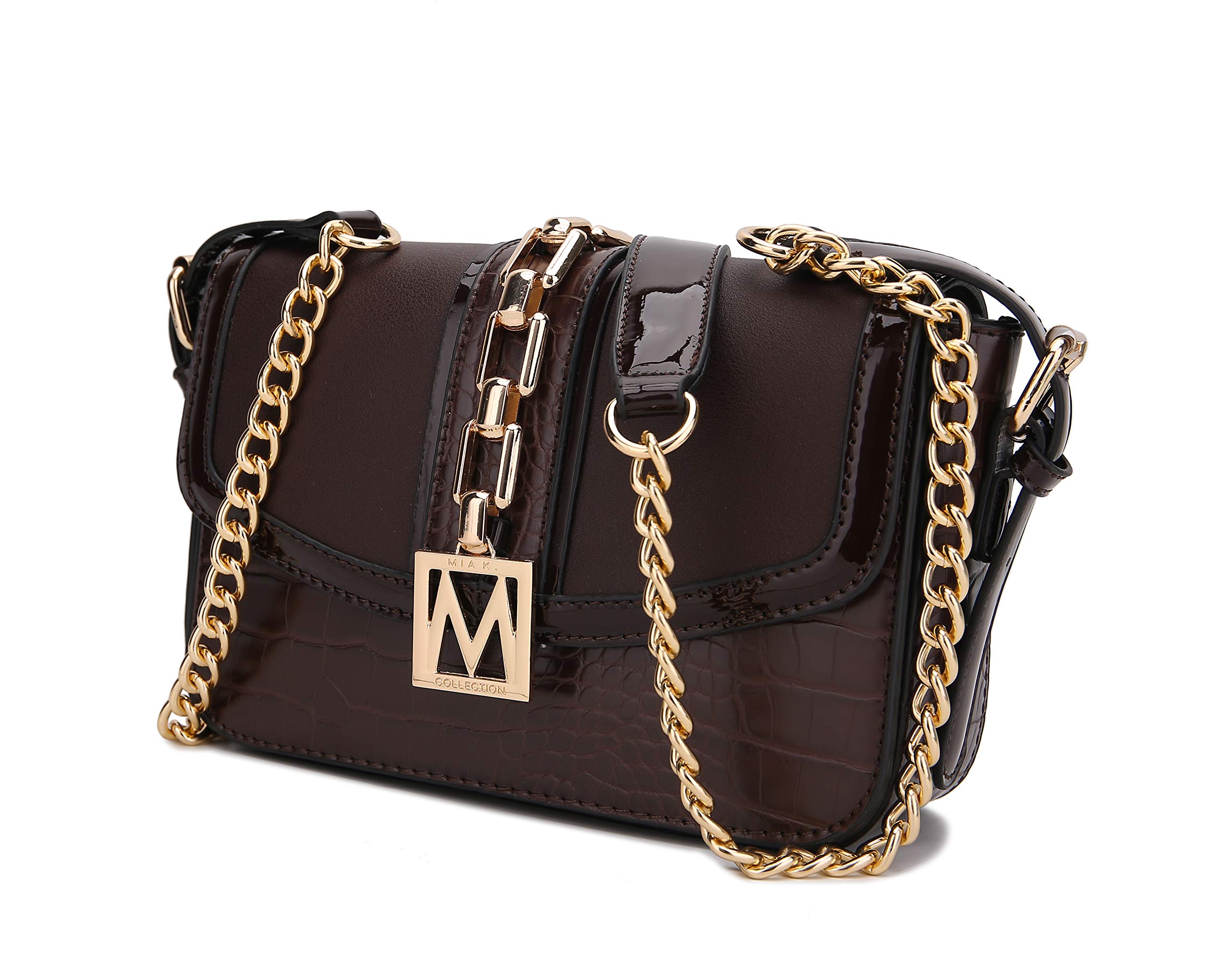 MKF Women's Crossbody Bag - PU Leather Shoulder Bag with Adjustable Chain Strap, Fashionable Side Messenger Purse for Daily Use, Work, Travel & Shopping