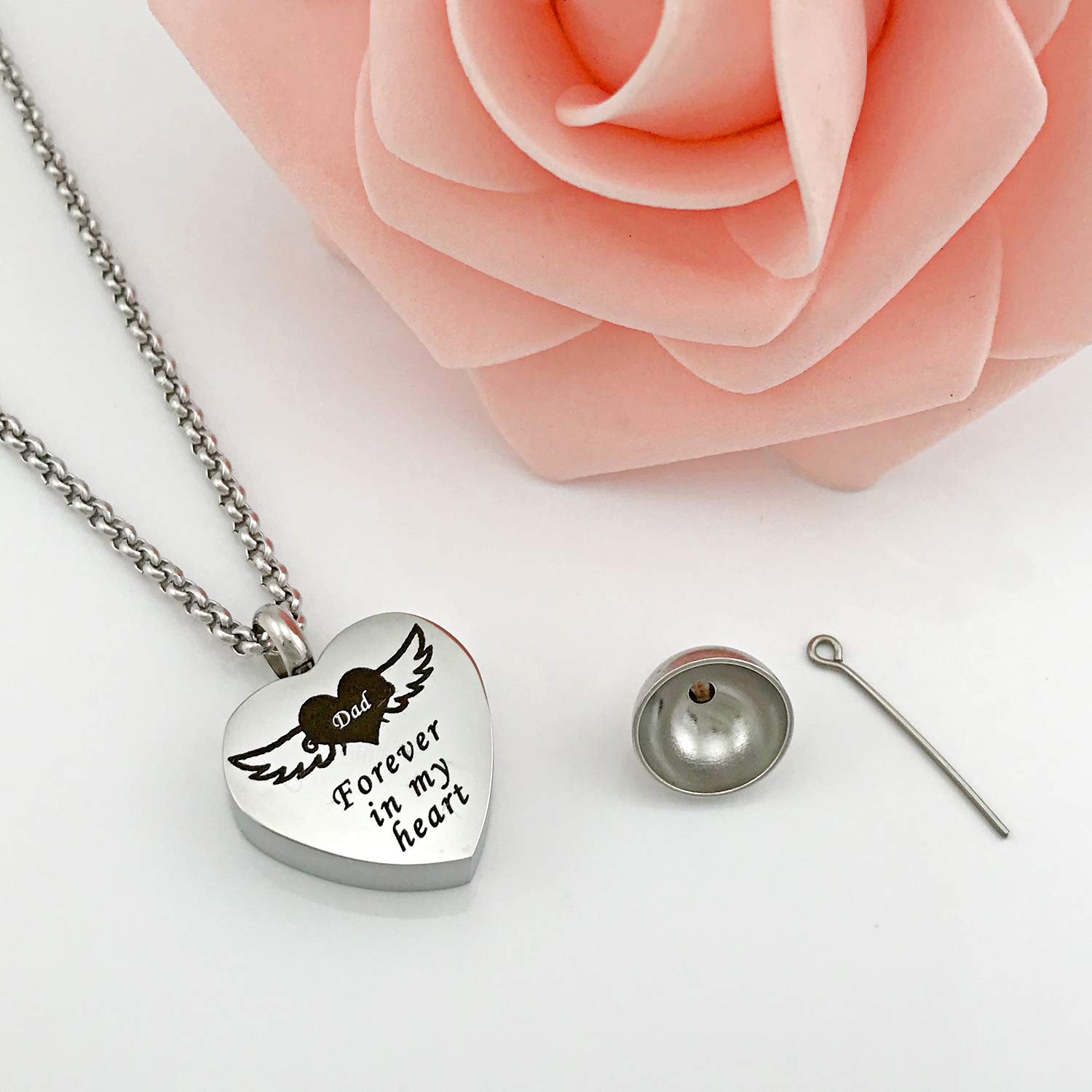 Memorial Urn Necklace for Ashes - Forever in My Heart Cremation Jewelry Pendant with Funnel Filler Kit | Keepsake for Loved Ones, Perfect for Remembrance & Daily Wear