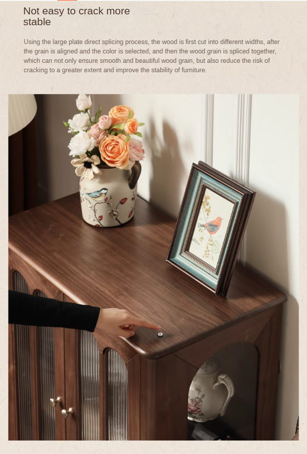 Vintage Black Walnut Solid Wood Side Cabinet - Handcrafted Retro Nightstand for Bedroom, Living Room & Office Storage