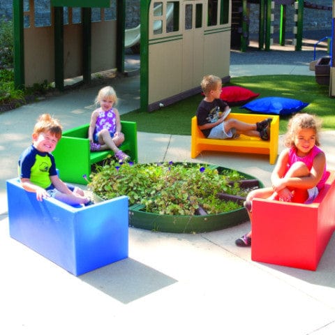 Adapta Bench - Durable Outdoor Bench in Red, Blue, Yellow or Green - Perfect for Patio, Garden, and Backyard Relaxation