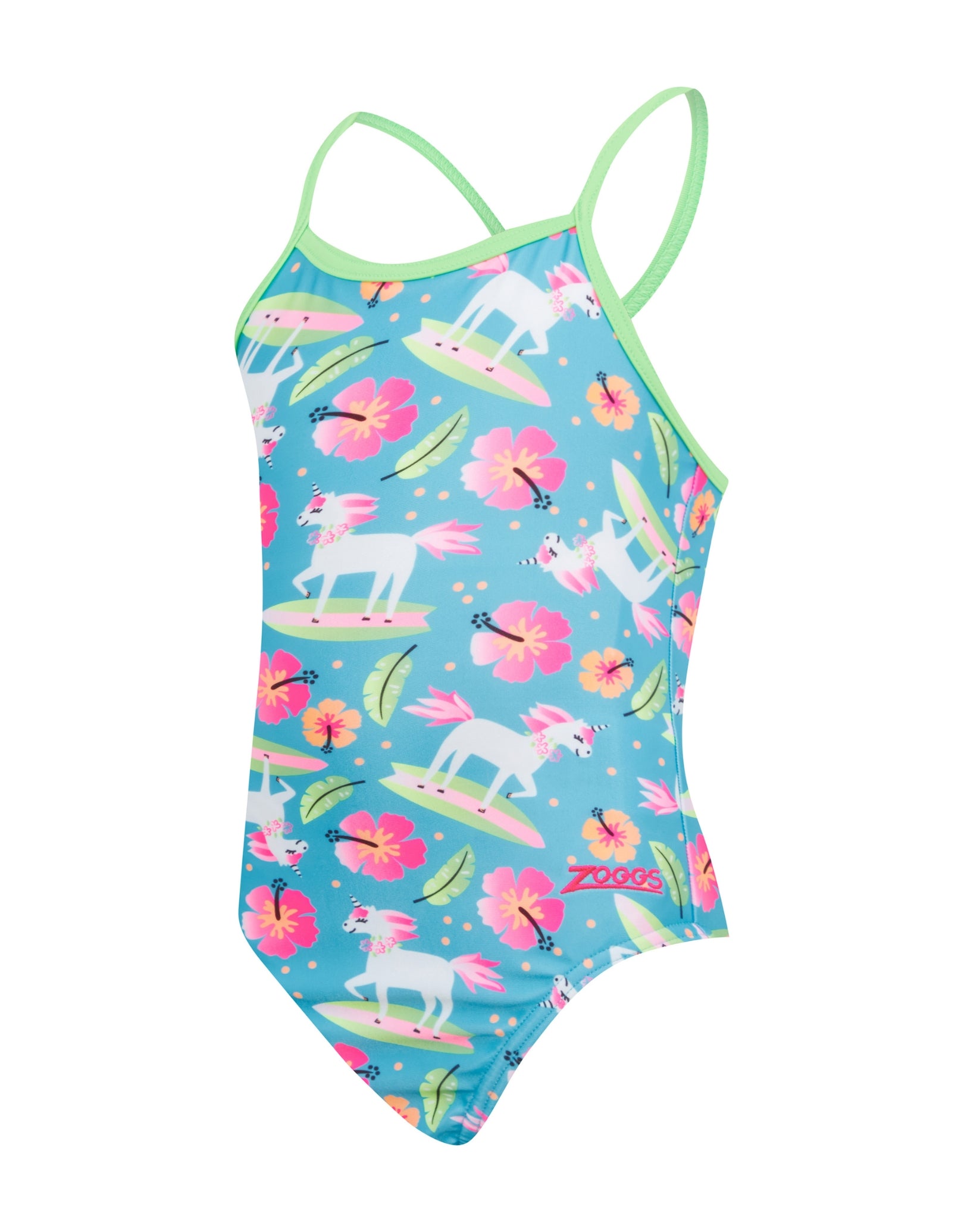 Tots Girls Pegasus Crossback Swimsuit - Blue Swimwear for Kids | Perfect for Beach, Pool & Summer Water Activities