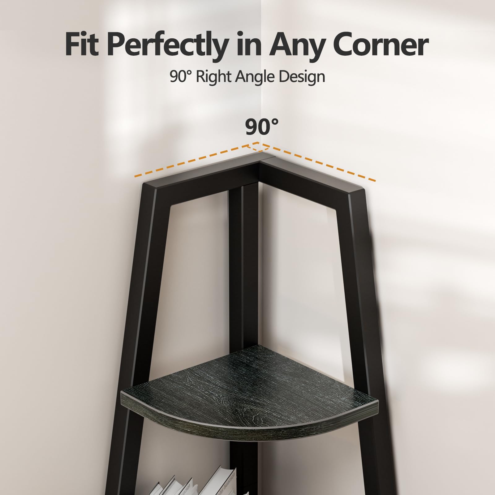 Furnulem 5-Tier Corner Bookshelf with LED Lights - 67.2