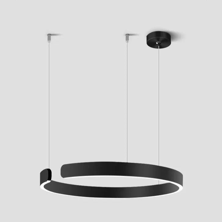 Elegant Minimalist Ring Chandelier Light Fixture - Aluminum Plated Modern Pendant Lighting for Dining Room, Bedroom & Living Room Decor