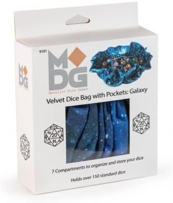 Premium Velvet Dice Bag with Multiple Pockets - Galaxy Print RPG Dice Organizer for Dungeons & Dragons, Pathfinder, MTG - Perfect for Tabletop Gaming & Travel Accessories