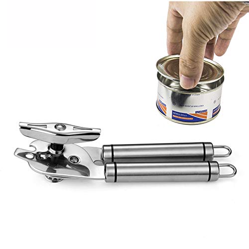 ALOOVOO Heavy Duty Manual Can Opener - 304 Stainless Steel Multi-Function Kitchen Tool for Easy Jar & Can Opening - Perfect for Camping, Emergency Kits & Home Use