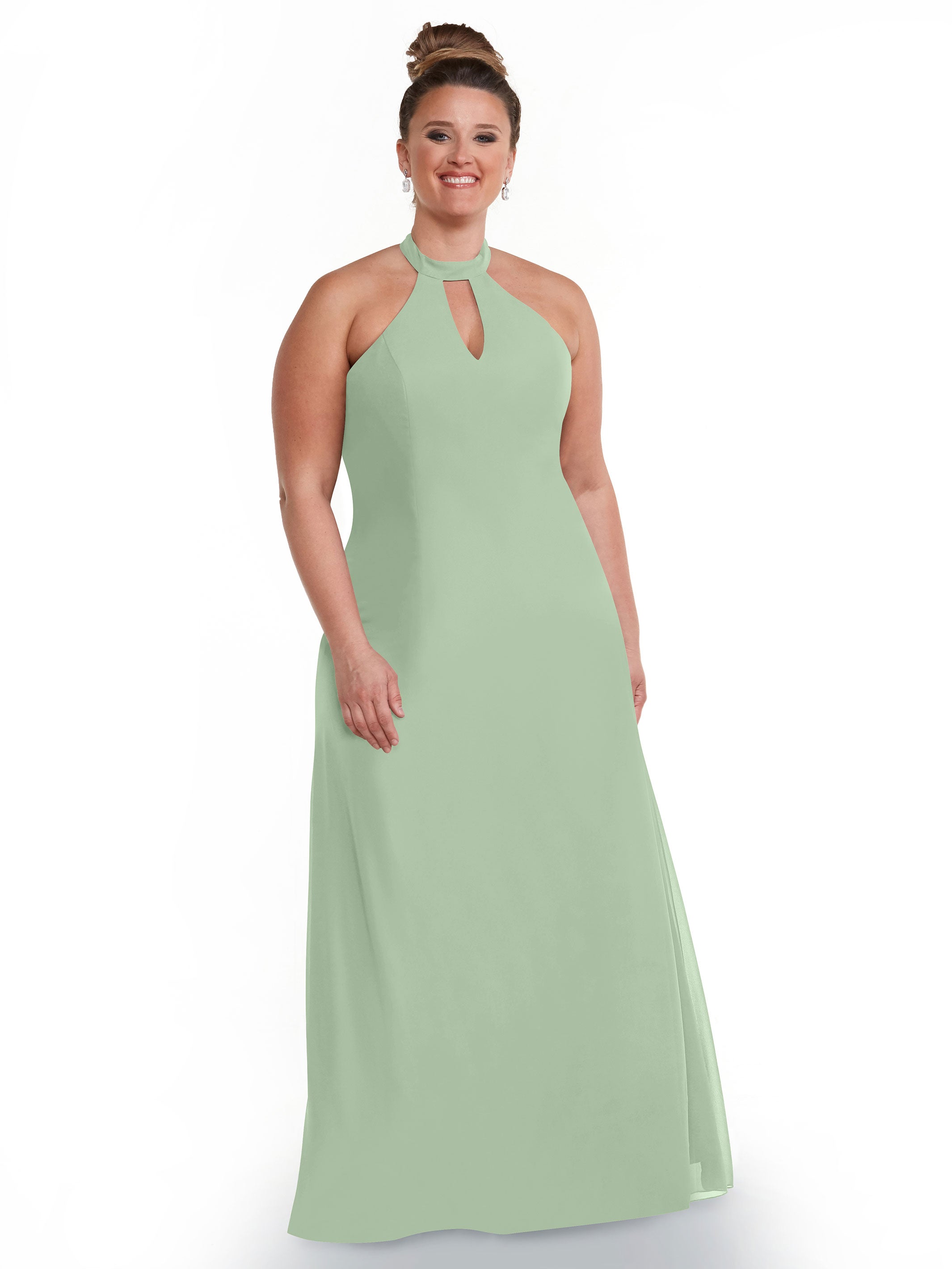 Elegant 80138 Chiffon A-Line Bridesmaid Dress with Keyhole Halter Neckline - Perfect for Weddings, Formal Events & Special Occasions
