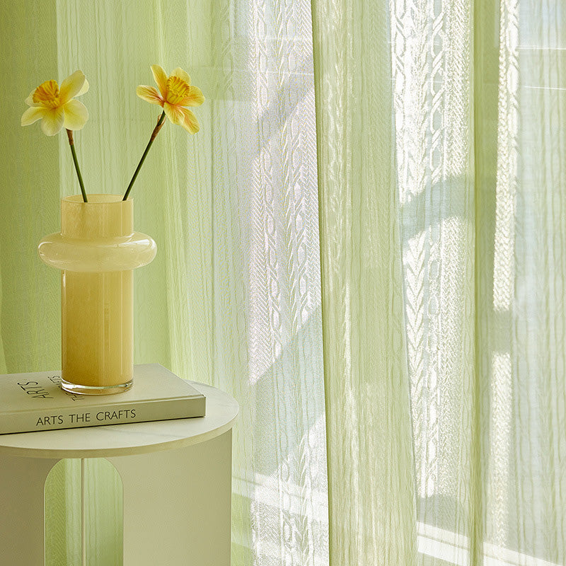 Custom Sheer Warp Knit Curtains for Living Room & Bedroom - Elegant Light Filtering Window Drapes by Elin