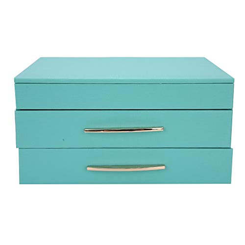 Multi-Layer Jewelry Organizer Box - Durable Heavy Duty Jewelry Storage Case for Necklaces, Rings & Earrings (Blue) | Perfect for Home, Travel & Gift Giving