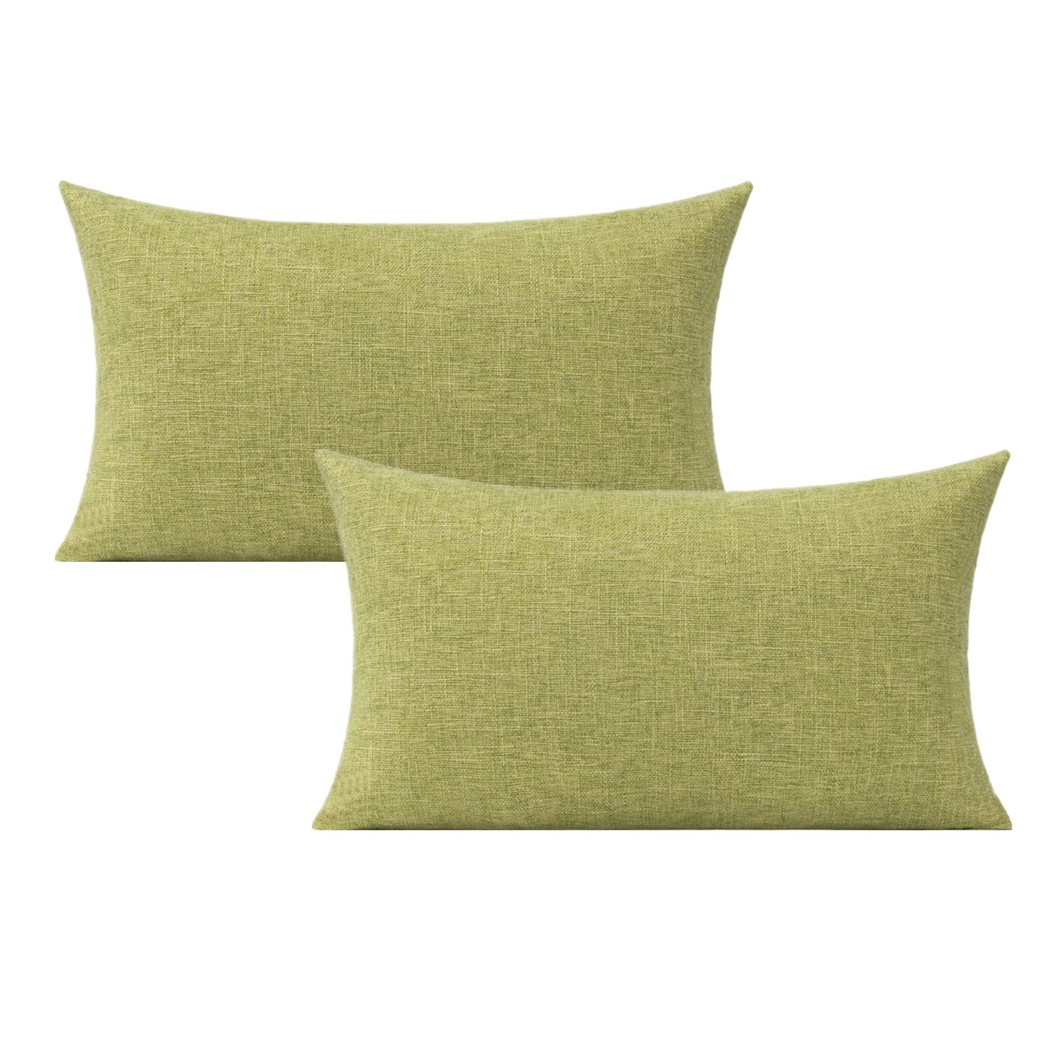 Dark Green Lumbar Pillow Covers 12x20 Inches - Solid Farmhouse Style Throw Pillow Covers for Sofa, Couch, Bed - Perfect for Living Room, Patio & Home Decor