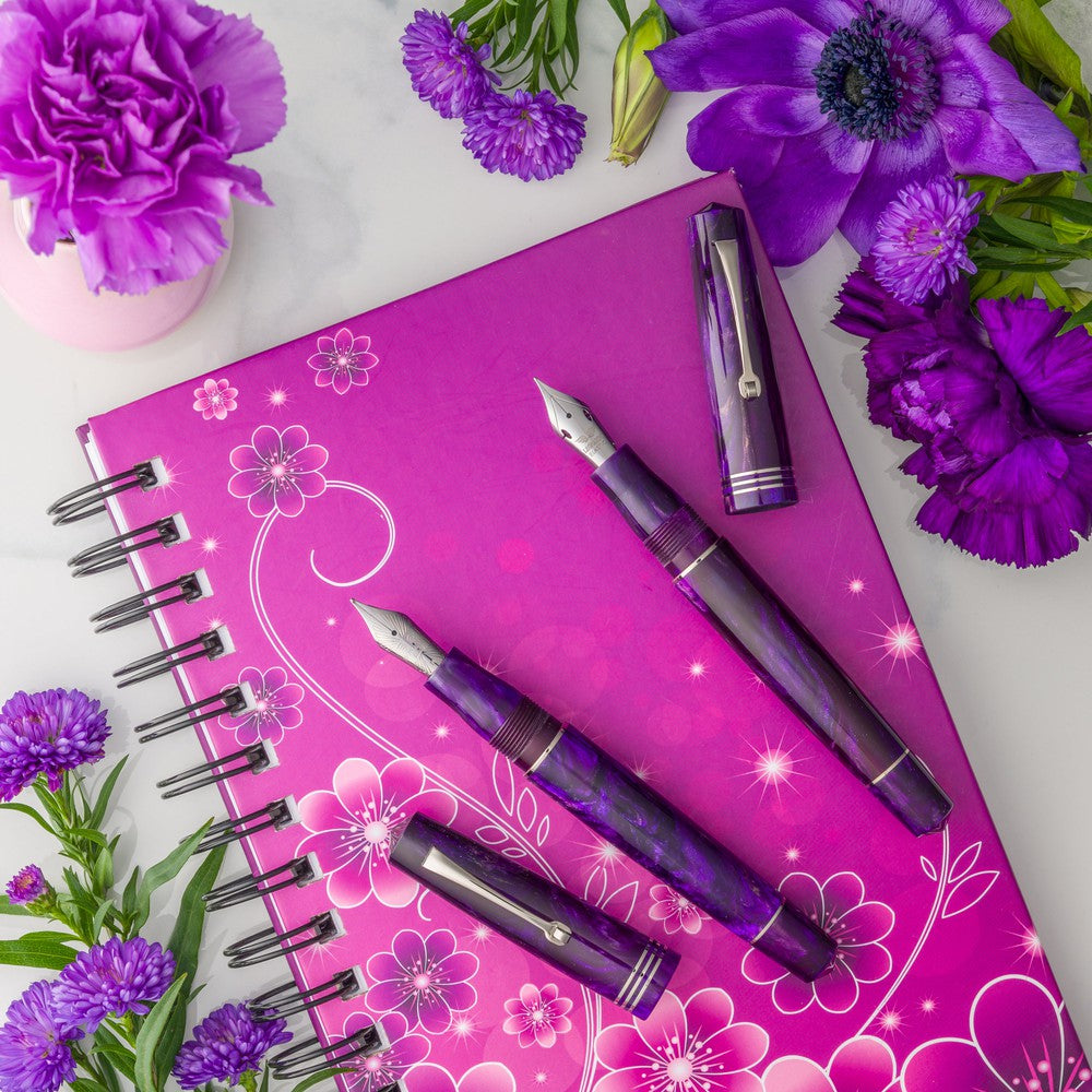 Leonardo × @nibsandflourishes Fioritura Viola Fountain Pen with Rhodium Trim - Elegant Writing Instrument for Calligraphy, Journaling & Gift Giving