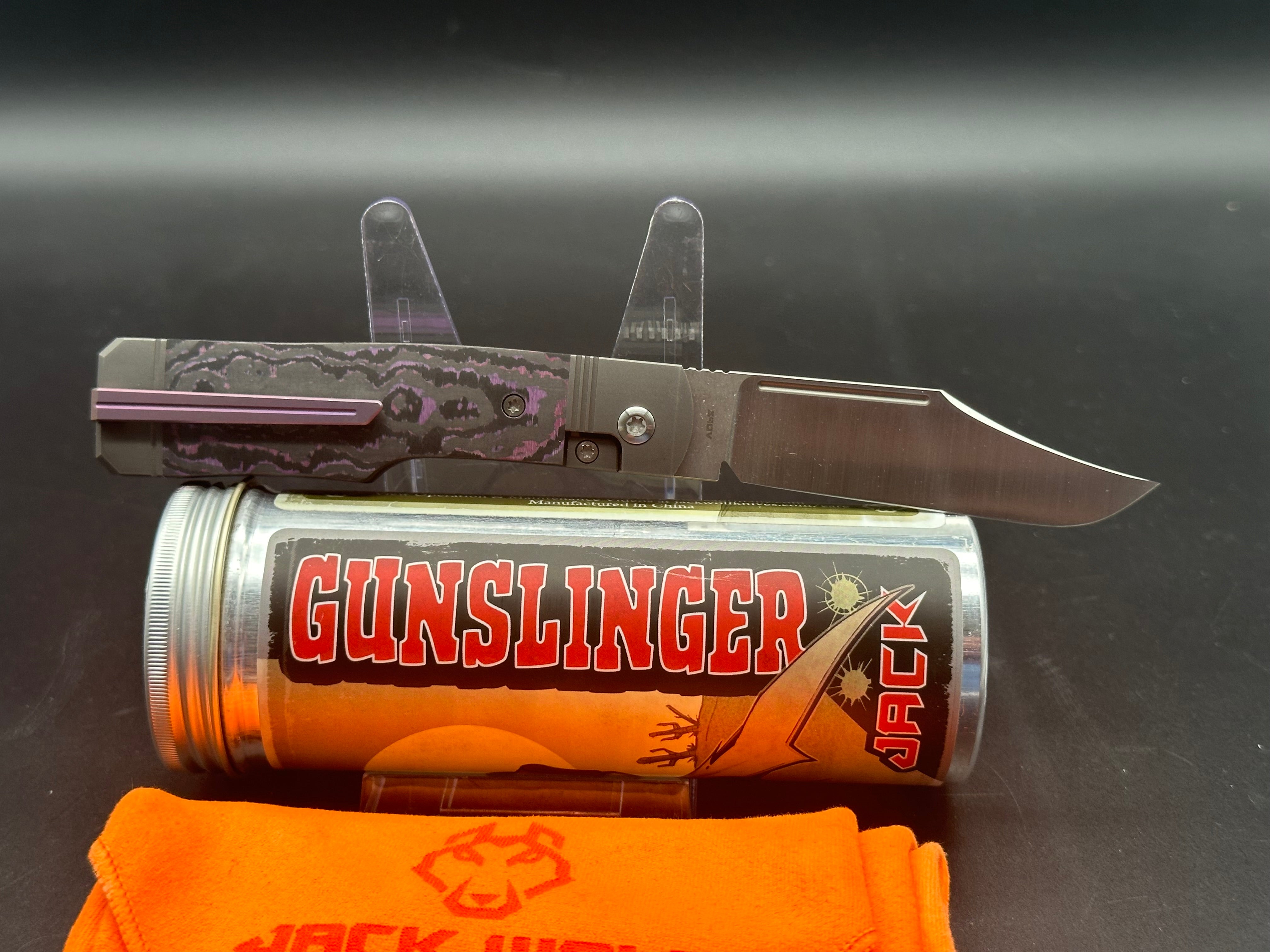Jack Wolf Gunslinger Knife - Purple Haze Fat Carbon Handle with CPM S90V Steel Blade | Premium EDC Pocket Knife for Outdoor Camping, Hiking & Survival Gear
