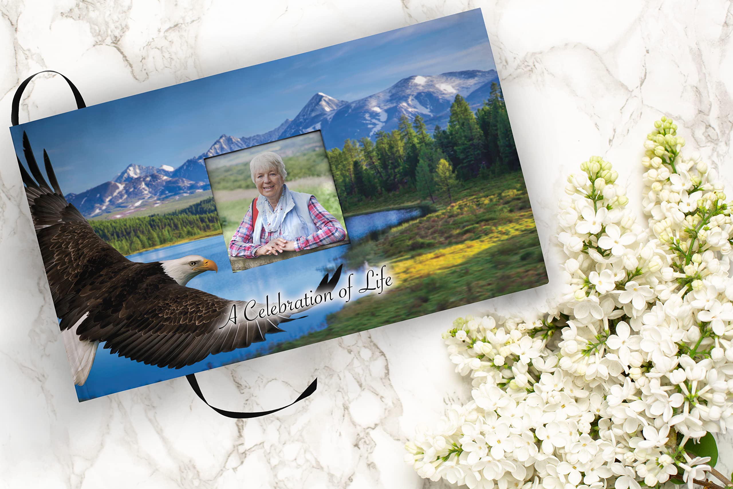 Bald Eagle Memorial Guest Book - Funeral Sign In Book for Celebration of Life & Memorial Services | Elegant Condolence Guest Register for Funeral Gatherings, Wake & Remembrance Ceremonies