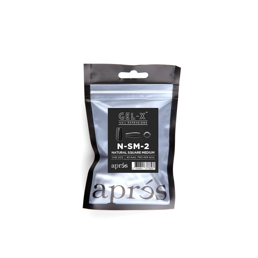 Apres Gel X Natural Square Medium Gel X Tip Refill #000 #9 - Perfect for Nail Extensions & Salon Quality Manicures at Home