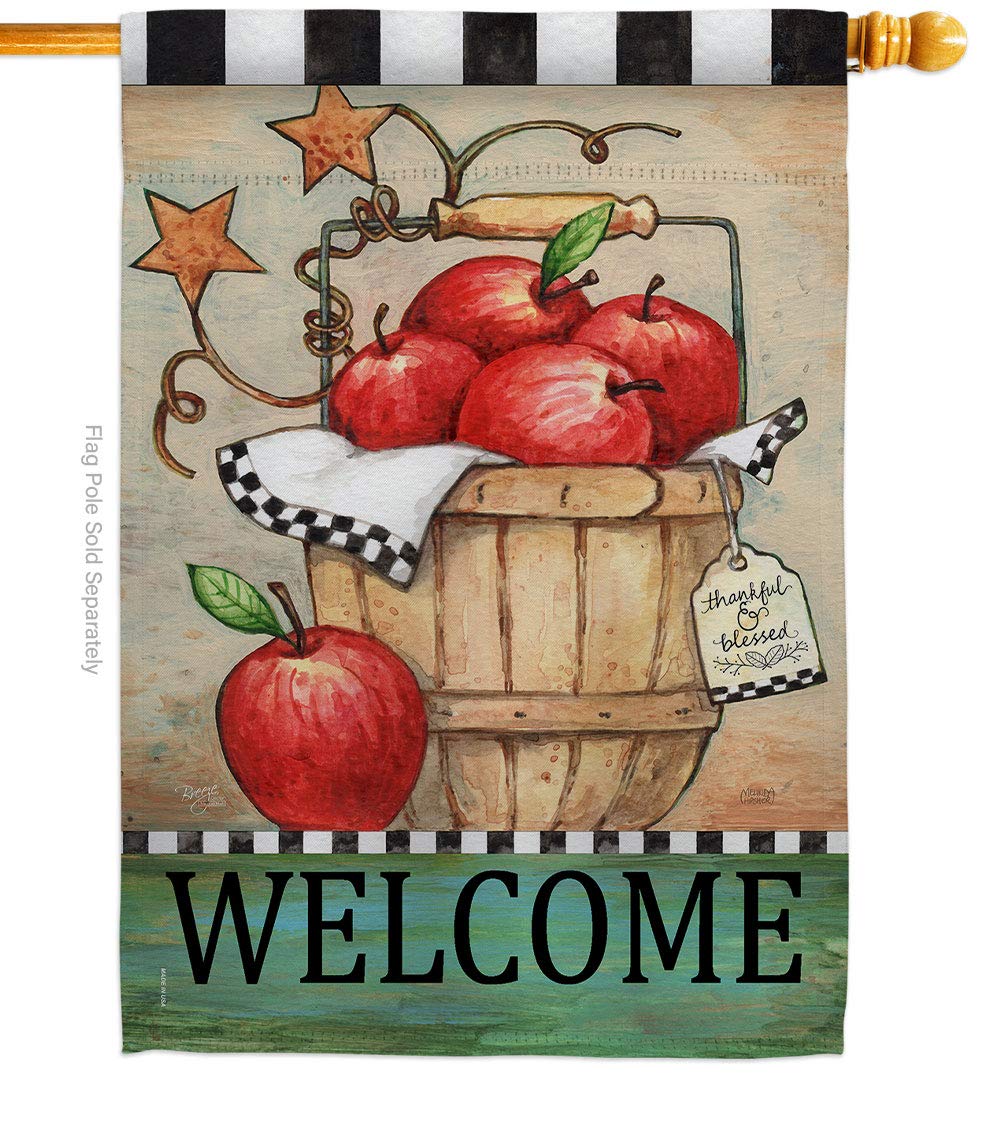 Apple Basket Decor Flag - Indoor/Outdoor Wall Hanging for Home & Garden