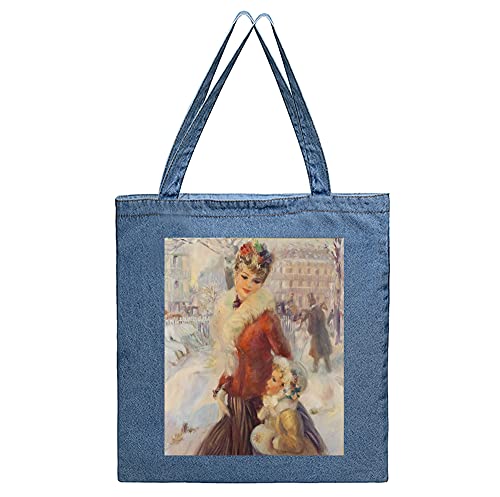 Anwei Women's Heart-Shaped Casual Soft Denim Tote Bag - Large Capacity Fashion Shoulder Handbag for Daily Use, Work, Shopping & Travel