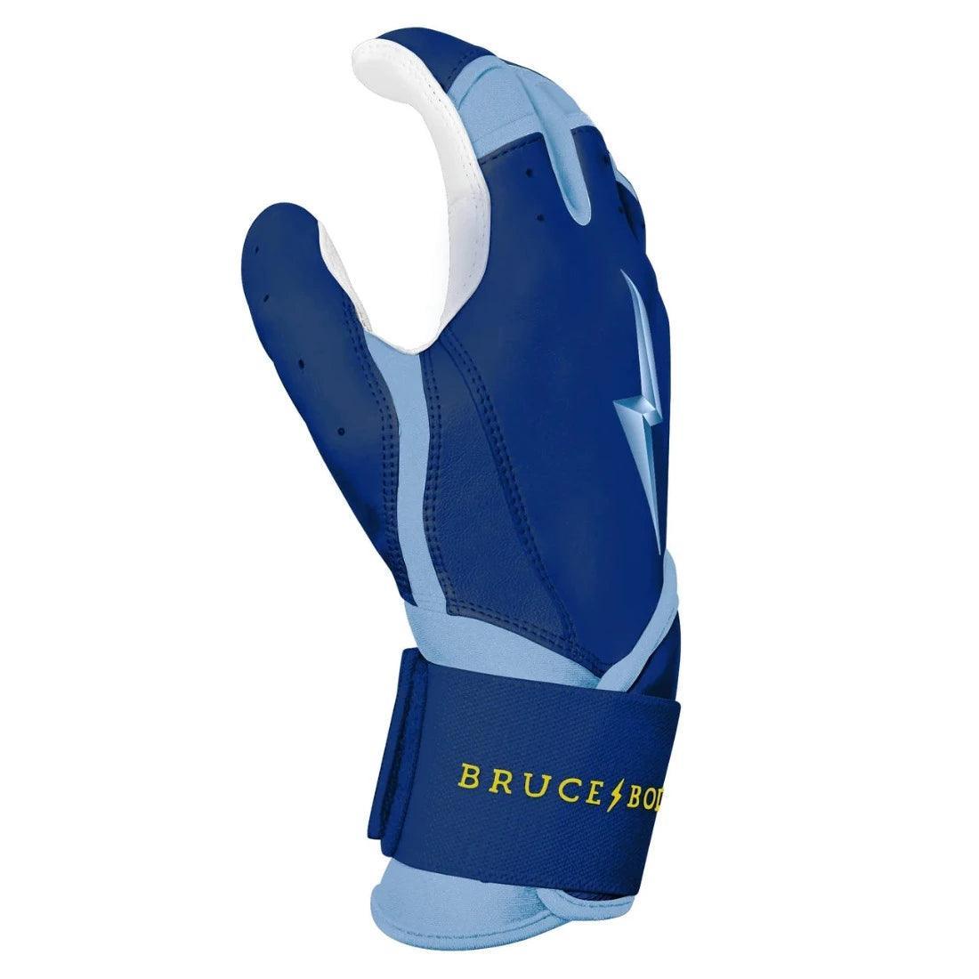 Premium Bruce Bolt PRO Phillips Long Cuff Batting Gloves - Navy Blue Baseball Gloves for Hitting & Fielding | Ideal for Baseball, Softball & Training Sessions