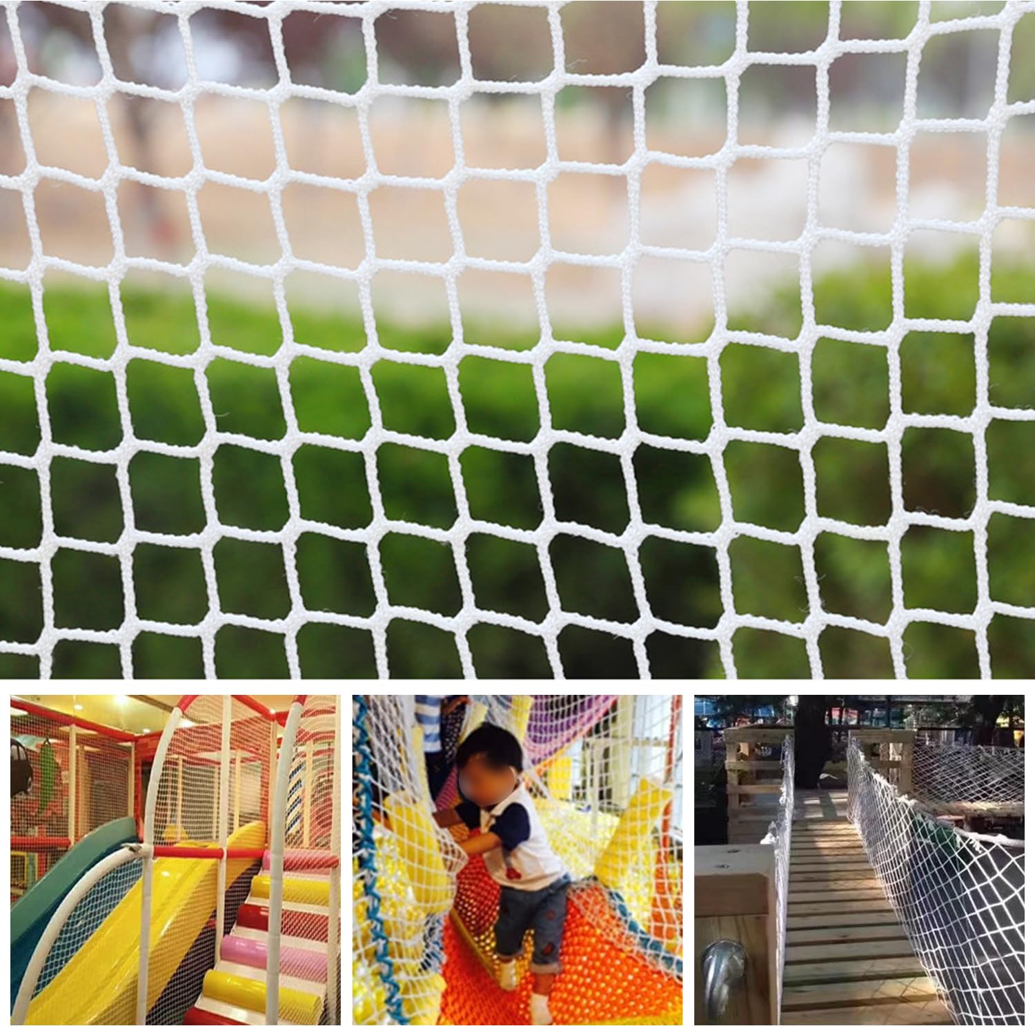 Kids Climbing Cargo Net - Outdoor Safety Play Net for Balcony, Playground & Stairs | Durable Knotless Polyester Rope Netting for Children & Pets | Perfect for Backyard Play, Indoor Gym & Adventure Courses