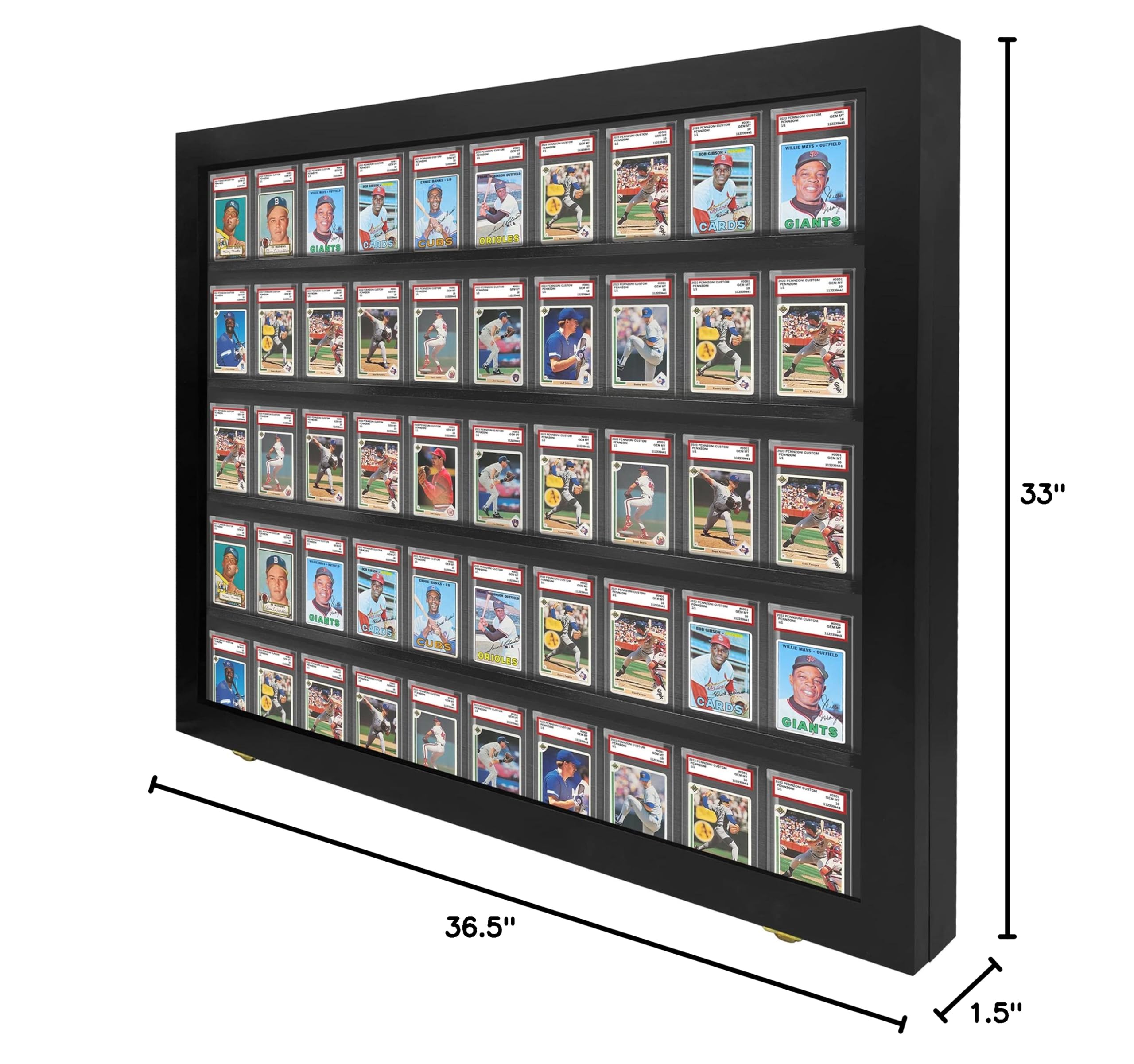 Baseball Card Display Case - 50 Graded Sports Frame with Lock & UV Protection - PSA Certified for Pokemon, Football & Basketball Cards | Perfect for Collectors, Home Decor & Gift Giving