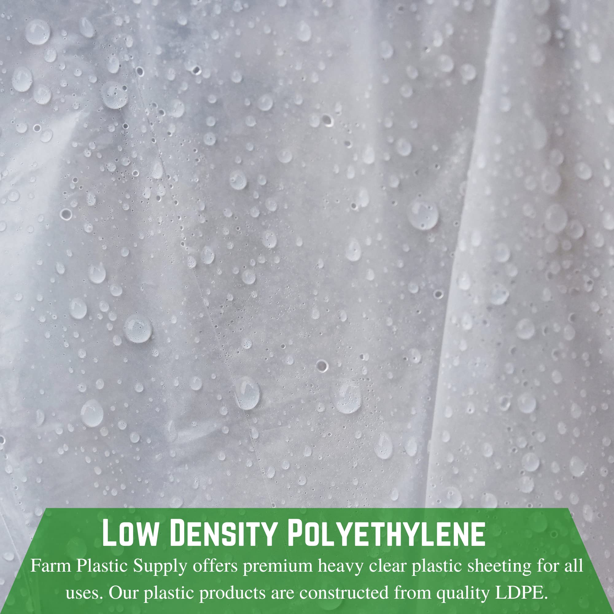 **Farm Plastic Supply - 8 mil Clear Plastic Sheeting (15' x 100') - Heavy Duty Polyethylene Film for Crawl Space, Vapor Barrier, Drop Cloth, Greenhouse Cover & Construction Protection**