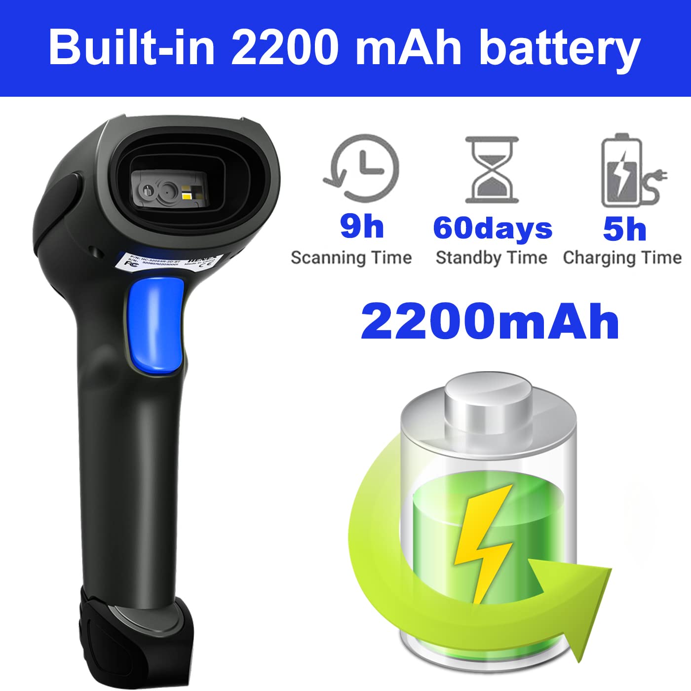 Wireless 2D Bluetooth Barcode Scanner - CW300 Handheld QR Code & 1D Barcode Reader for Retail Stores, Supermarkets & Warehouses | Ideal for Inventory Management, POS Systems & Mobile Scanning