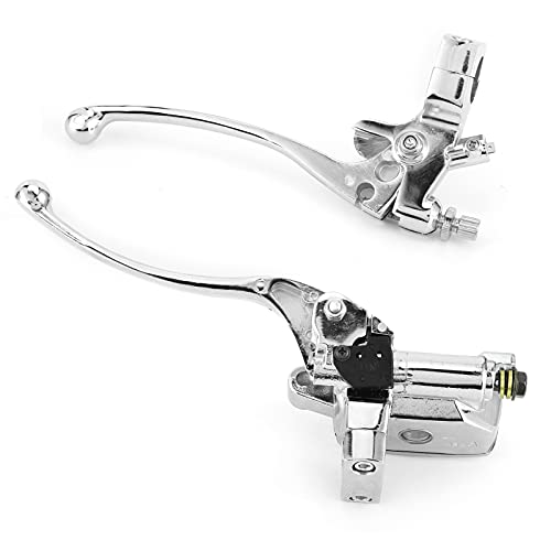 Universal Motorcycle Hydraulic Brake Clutch Master Cylinder Lever Assembly - Silver 1in Handlebar Compatible for Most Motorcycles - Perfect for Street Bikes, Cruisers & Off-Road Adventures