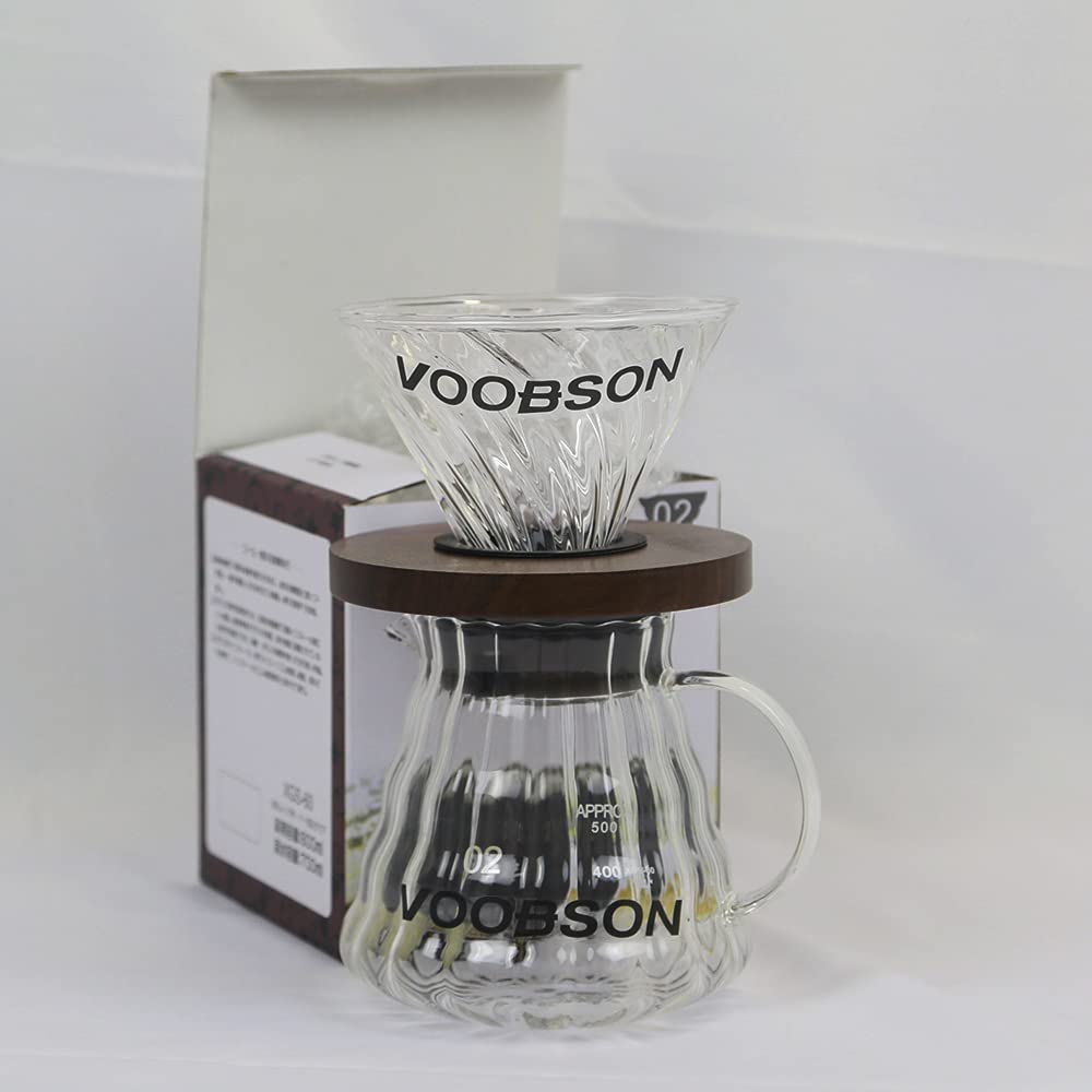Premium Glass Pour Over Coffee Maker Set with Wooden Sleeve - Manual Dripper Brewer & Permanent Filter for Specialty Coffee Lovers - Perfect for Home Brewing, Office Use & Camping Trips