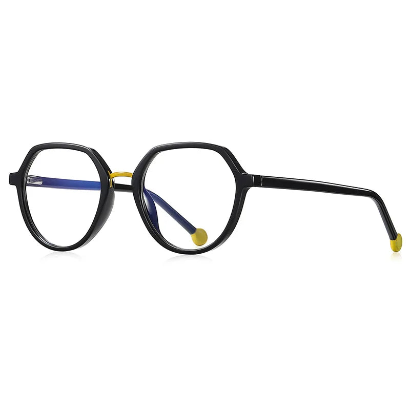 CCspace Unisex Full Rim Flat Top Round TR90 Titanium Eyeglasses 57322 - Lightweight & Durable Glasses for Work, Reading & Fashion