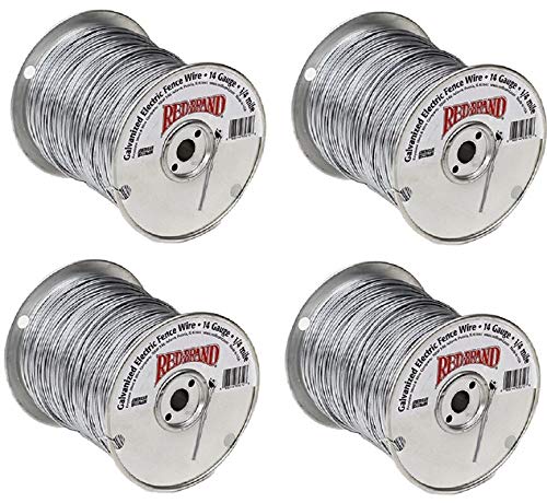 Keystone Steel & Wire 85610 1/4 Mile 14 Gauge Electric Fence Wire - 4 Rolls for Livestock & Farm Security | Heavy Duty Galvanized Steel Wire for Electric Fencing, Pasture Protection & Animal Containment