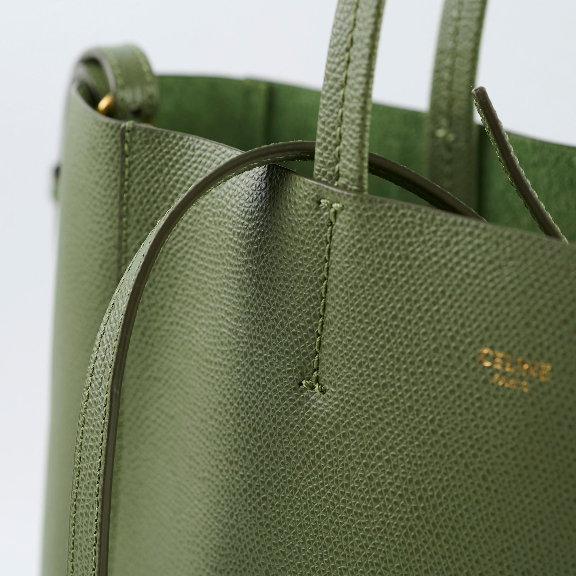 Celine Green Leather Tote Bag with Adjustable Strap - Stylish Handbag for Women, Work, Travel & Everyday Use