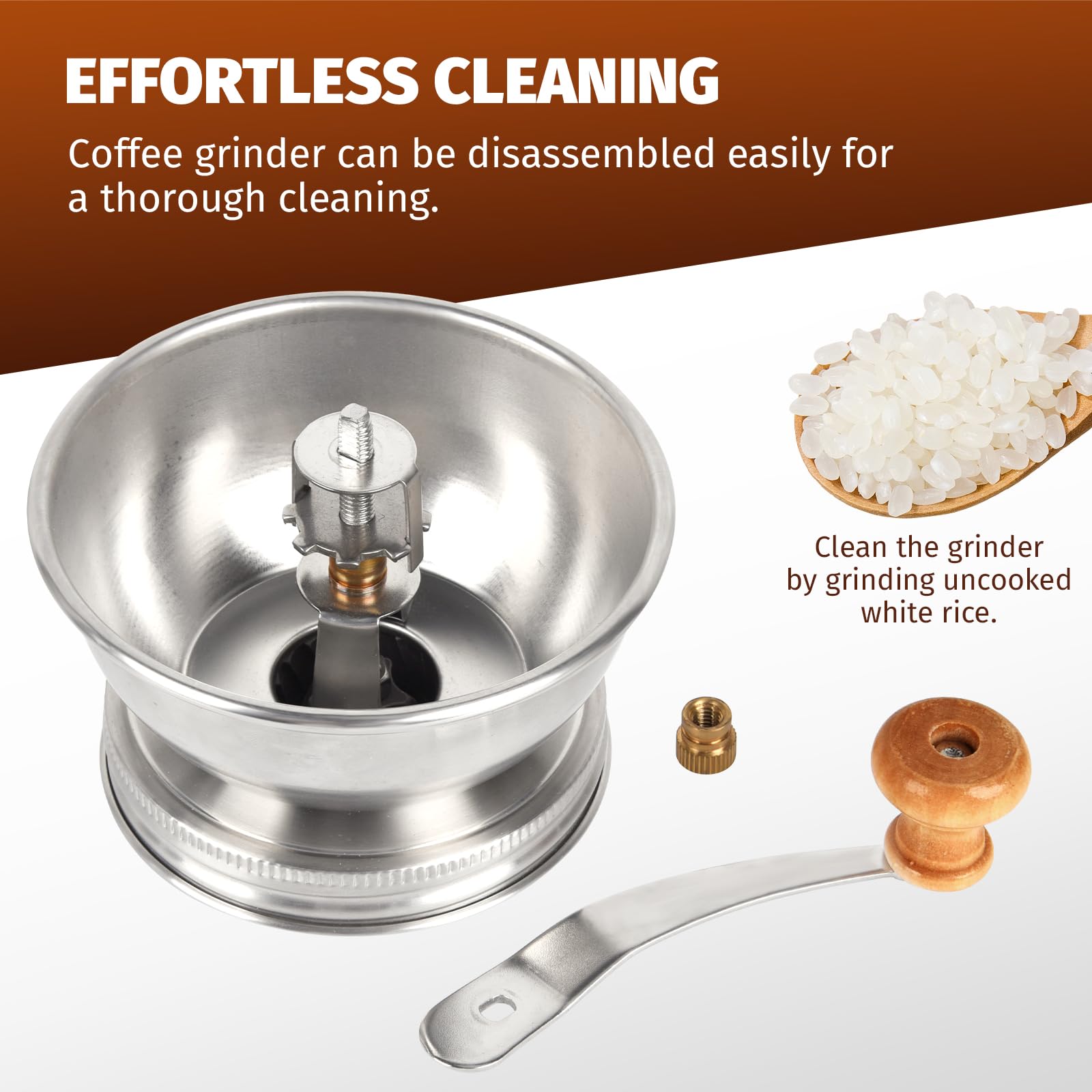 Premium Stainless Steel Manual Coffee Grinder with Ceramic Burr - Mason Jar Lid Attachment for Regular Mouth Jars - Perfect for Camping, Travel & Home Barista Use - Fresh Ground Coffee Anywhere