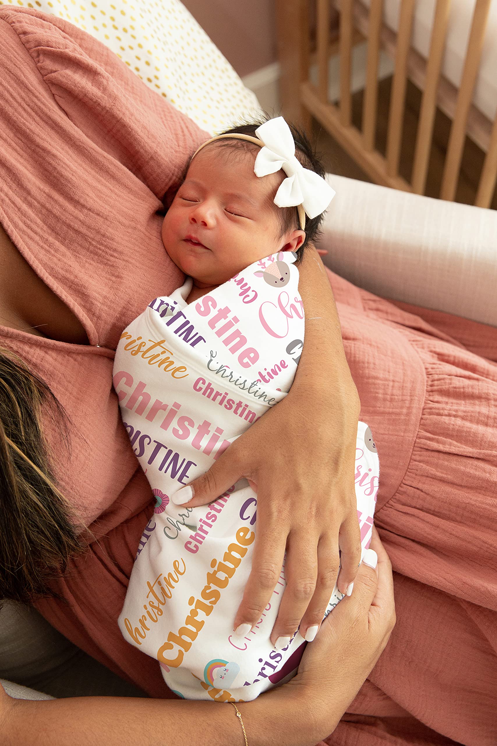 Personalized Baby Blankets for Girls with Name - Custom Monogram Fleece Blanket - Soft Newborn Gift for Baby Shower, Christening & Nursery Decor (Girl)