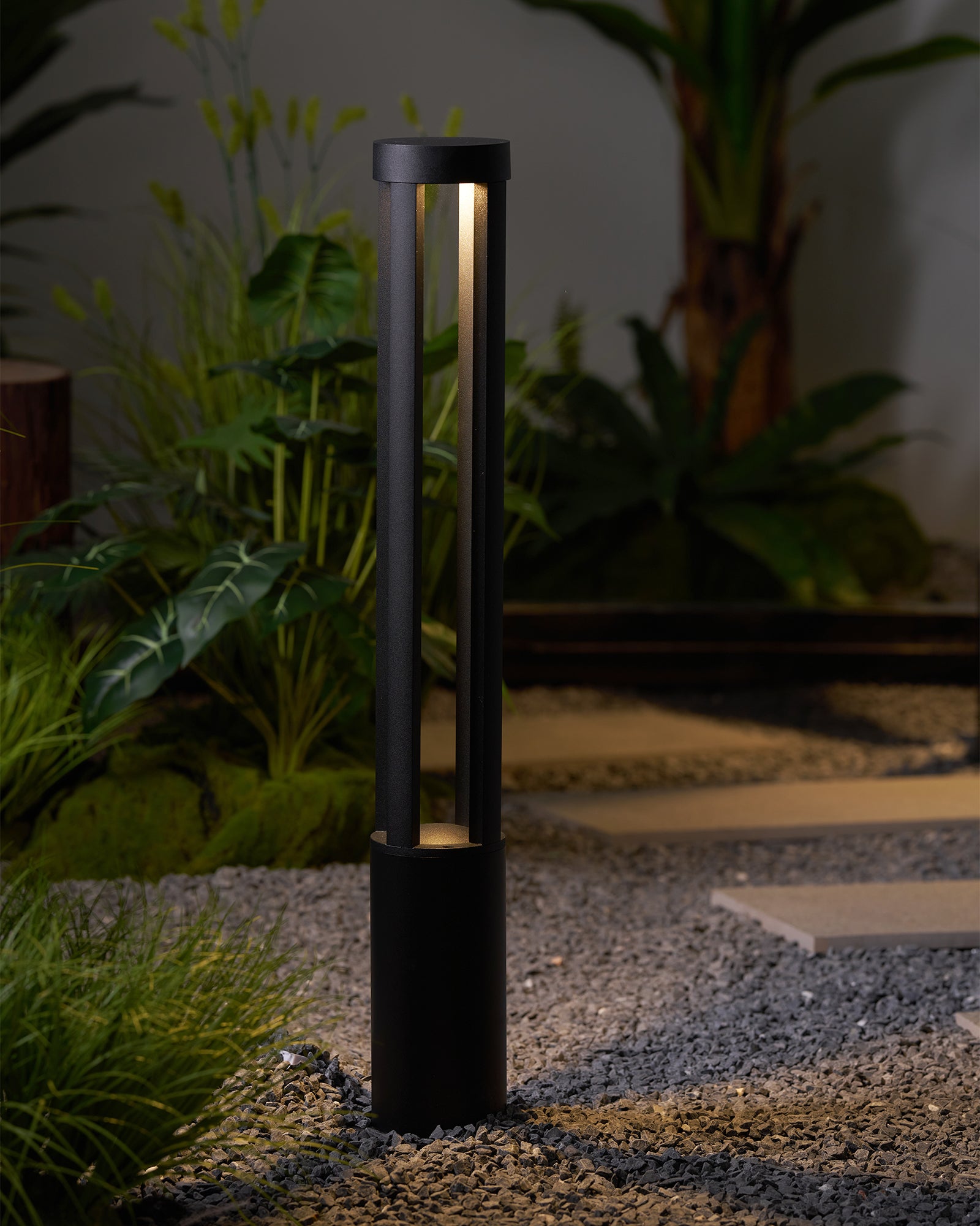 Solar Powered Outdoor Post Light - Black Cylindrical Design for Garden, Pathway & Driveway Lighting | Weatherproof & Energy Efficient LED Light