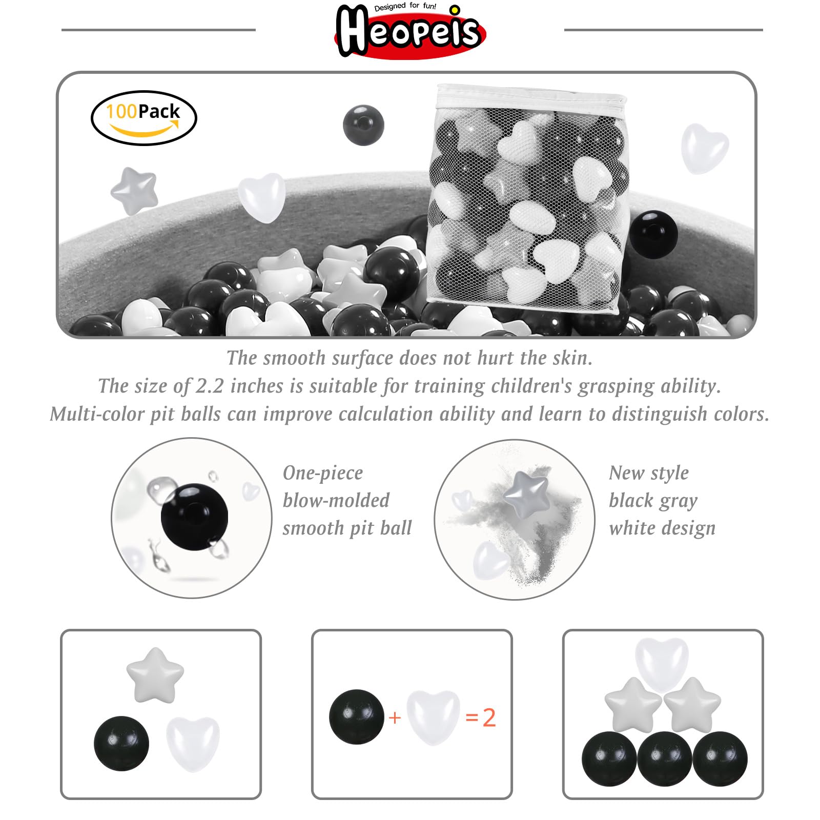 100/200/500/1000 Phthalate-Free & BPA-Free Plastic Ball Pit Balls for Toddlers - Durable Crush-Proof Kids Play Balls with Storage Bag - Perfect for Indoor & Outdoor Playtime, Birthday Parties, and Sensory Play Activities