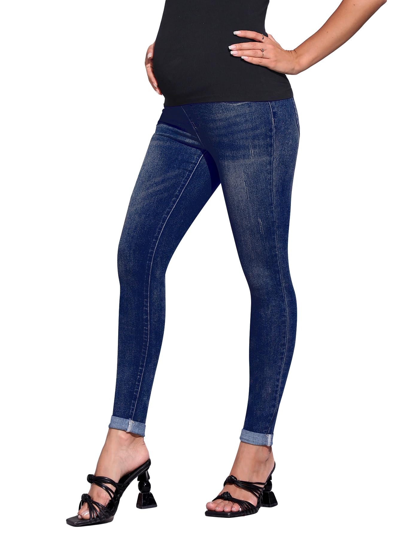 Floerns Women's Maternity High Waist Ripped Hem Denim Jeans with Pockets - Comfortable Stretch Pregnancy Pants for Casual Wear & Maternity Fashion