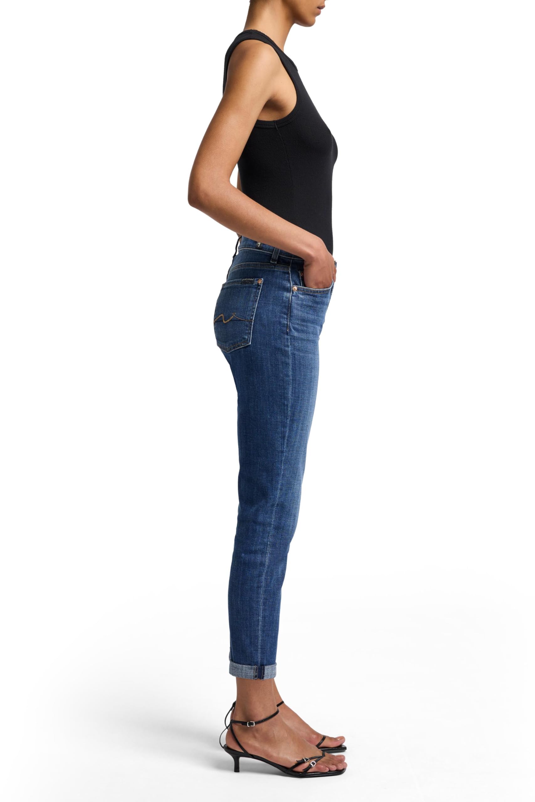 7 For All Mankind Women's Boyfriend Jeans - Relaxed Fit Distressed Denim Pants for Casual Outfits & Everyday Wear