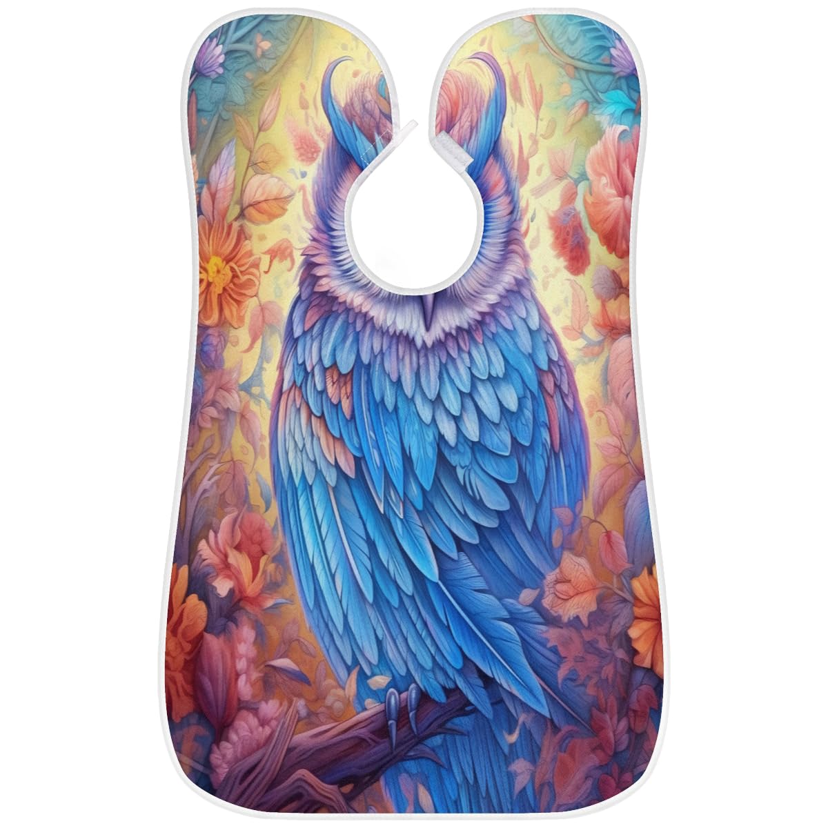 Owl Flower Illustration Beard Shaving Bib for Men | Waterproof Makeup & Hair Dye Apron | Artist & Barber Cape for Haircut | Sink Hair Catcher | Perfect Gift for Beard Trimming & Lineup | Ideal for Home Salon, Barbershop & DIY Grooming