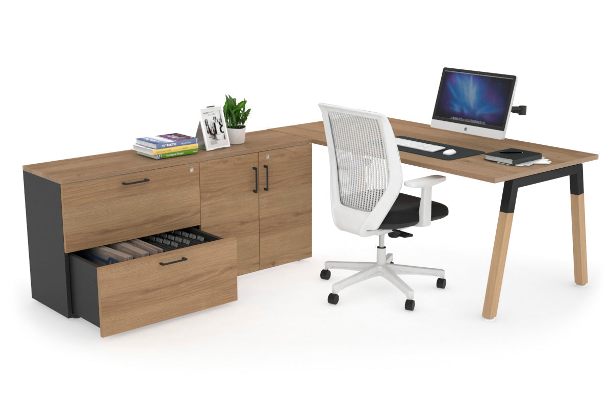 Premium Quadro A Legs Executive Desk with Wooden Legs & Black Cross Beam - 1600L x 700W - Perfect for Home Office, Conference Rooms & Executive Workspaces
