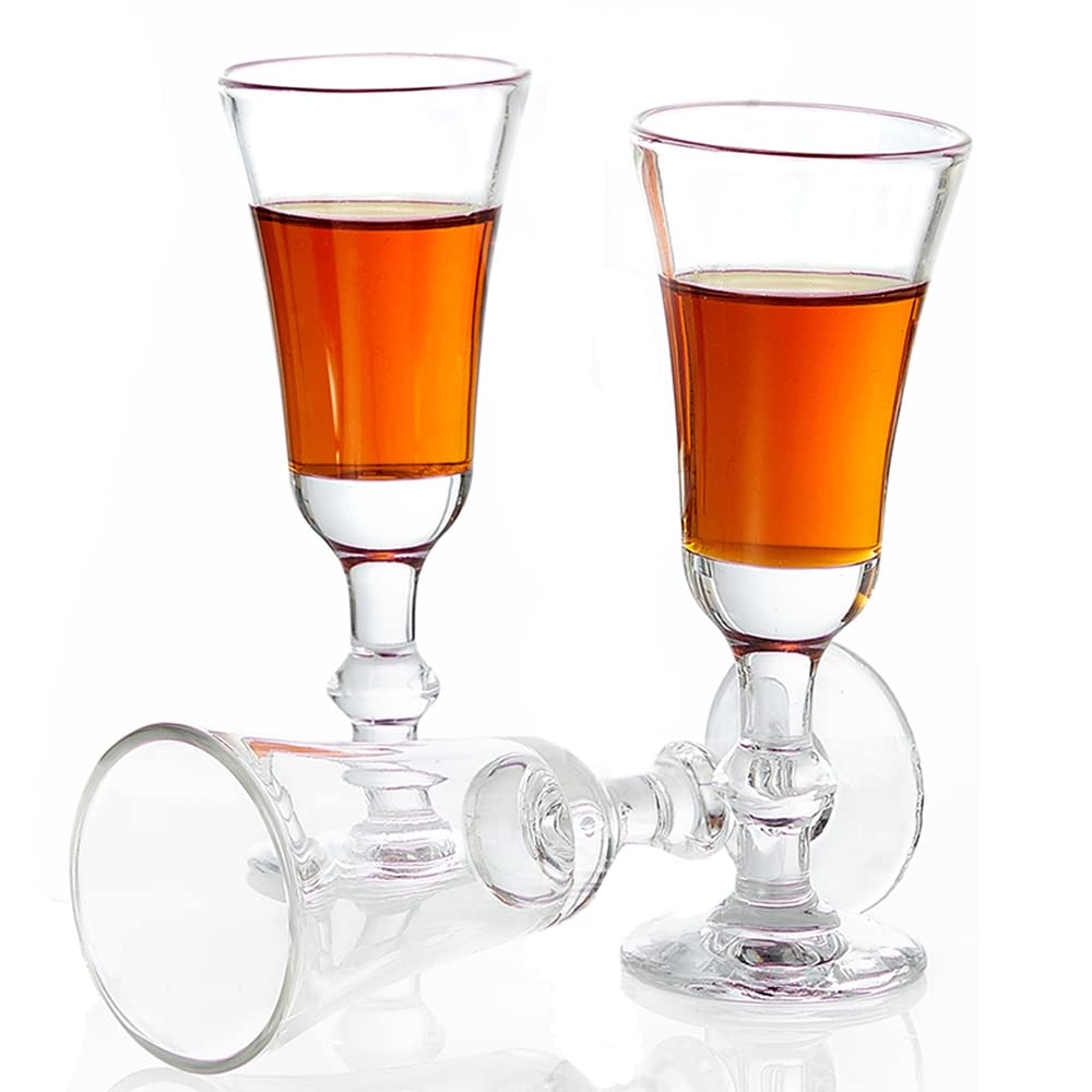 Premium Cordial & Limoncello Glasses Set of 3 - Elegant 1 oz Stemmed Shot Glasses for Cocktails, Liqueurs & Dessert Wines | Perfect for Home Bars, Dinner Parties & Italian-Themed Events